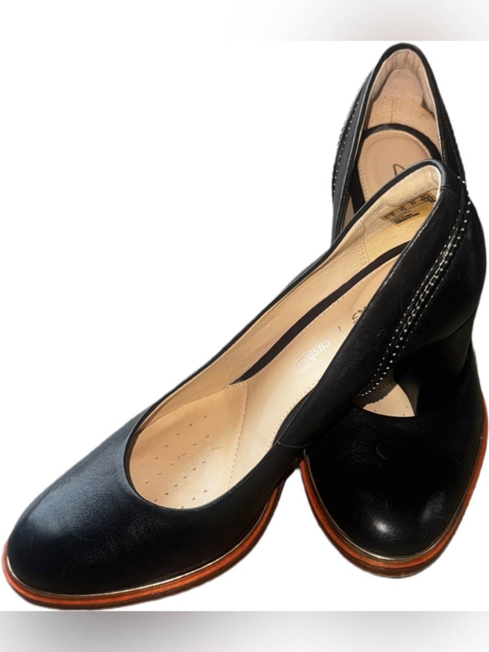 Clarks Elis Edith Black Leather Pump Plus Cushion